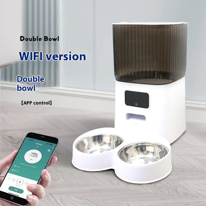 5L PaWz Automatic Pet Feeder WiFi App-Controlled Smart Food Dispenser with Double Camera